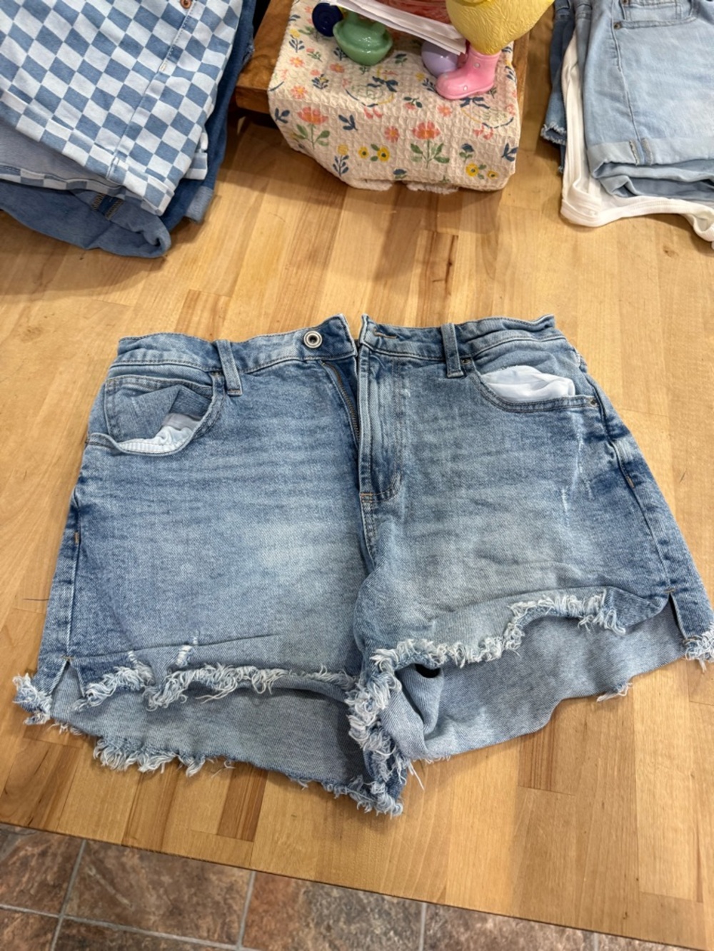 BCBGeneration Light Blue Distressed Denim Shorts